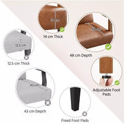 Wood-Frame Leather-Look Accent Armchair — back and side profile detail