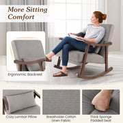 Upholstered Wood Rocking Armchair — scale reference and proportion detail