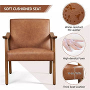 Close-up of material and construction detail — Wood-Frame Leather-Look Accent Armchair