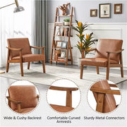 Wood-Frame Leather-Look Accent Armchair — scale reference and proportion detail