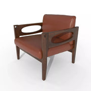Leather-Upholstered Mid-Century Lounge Chair — alternate view or variant option