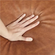 Wood-Frame Leather-Look Accent Armchair — detail of finish and surface variation