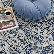Floral Medallion Blue Area Rug