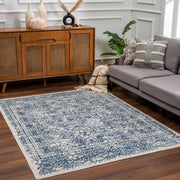 Floral Medallion Blue Area Rug