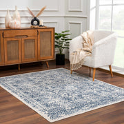 Floral Medallion Blue Area Rug