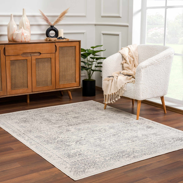Distressed Medallion Cream Area Rug