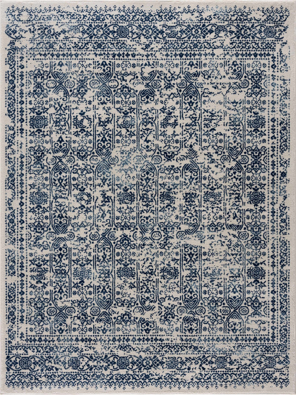 Floral Medallion Blue Area Rug