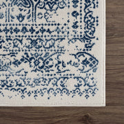 Floral Medallion Blue Area Rug