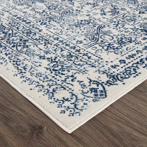 Floral Medallion Blue Area Rug