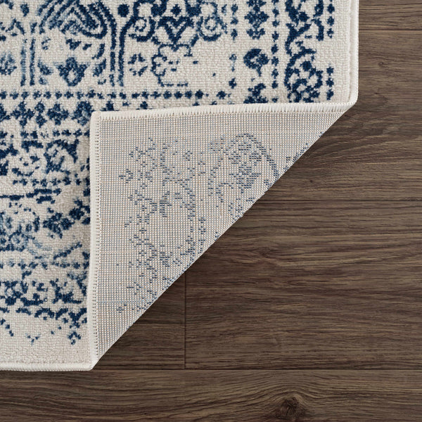 Floral Medallion Blue Area Rug