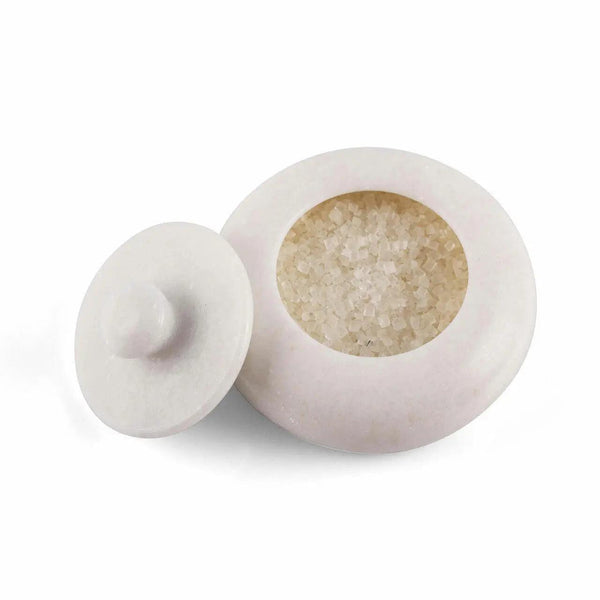 White Marble Salt Cellar with Lid