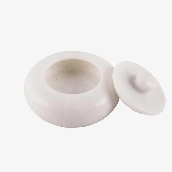 White Marble Salt Cellar with Lid