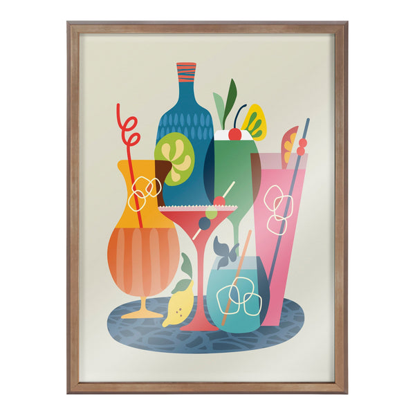 Mid-Century Cocktails Framed Glass Print hung in a curated gallery wall arrangement