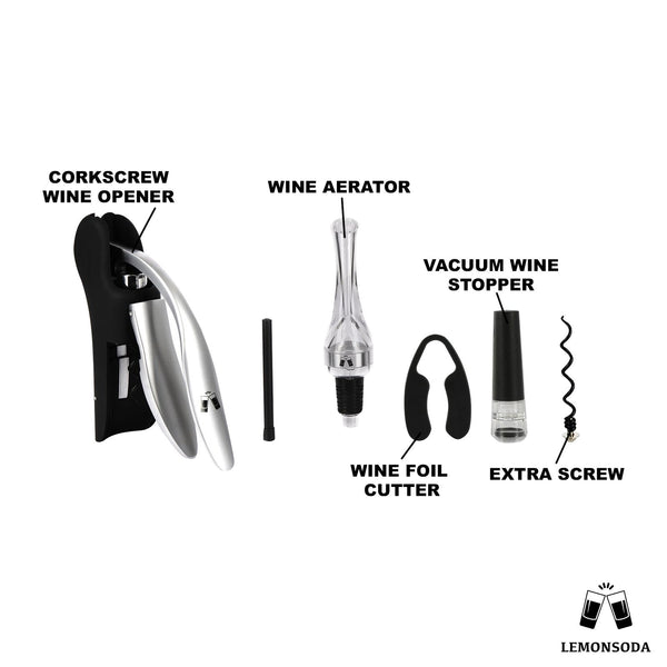 Matte Black Lever-Action Wine Opener Set