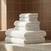 Waffle-Weave Cotton Bath Towel Set