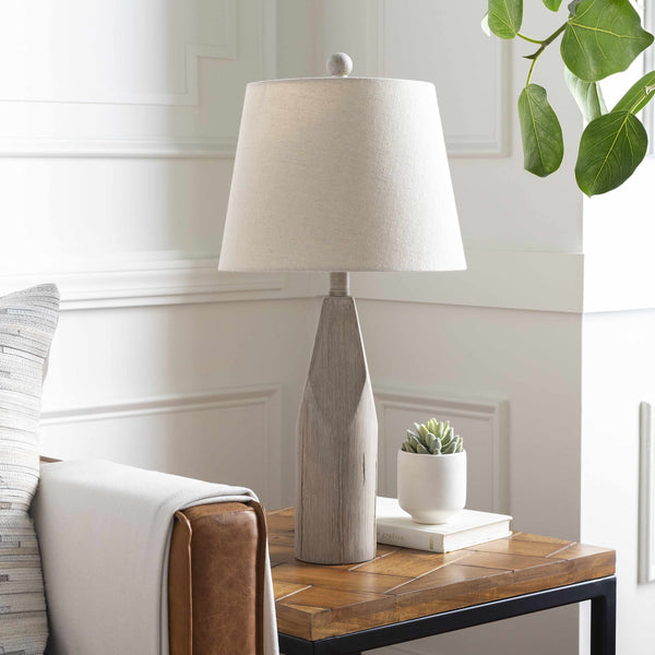 Wood-Grain Resin Table Lamp