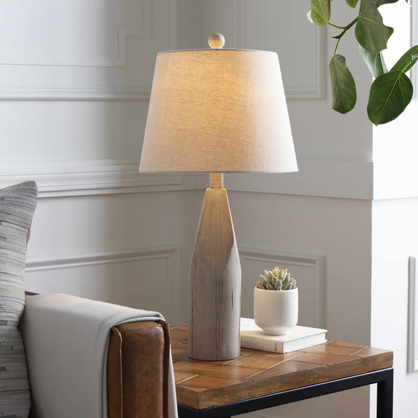 Wood-Grain Resin Table Lamp