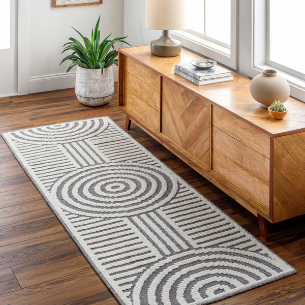 Geometric Gray Washable Area Rug