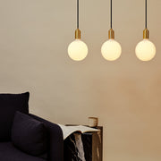 Brass Linear Triple Pendant Fixture, White Canopy