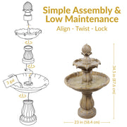 Two-Tier Solar Outdoor Water Fountain