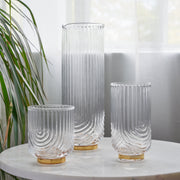 Art Deco Ribbed Crystal Highball Set