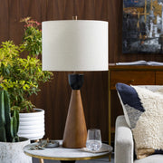 Wood-Grain Cone Table Lamp