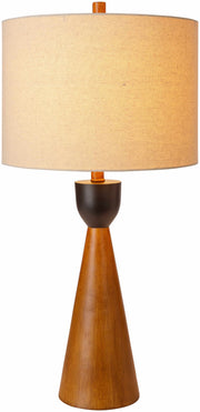 Wood-Grain Cone Table Lamp