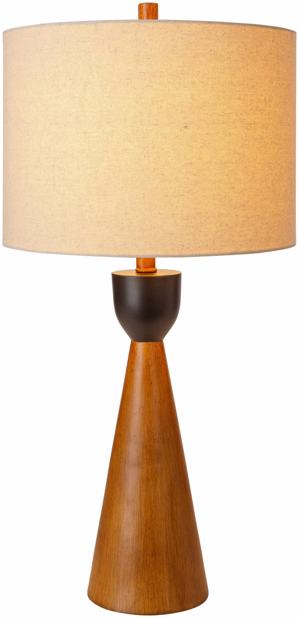Wood-Grain Cone Table Lamp