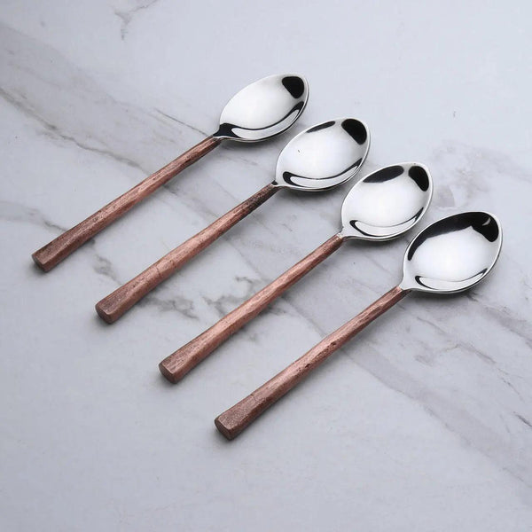 Copper-Handle Stainless Steel Table Spoon Set