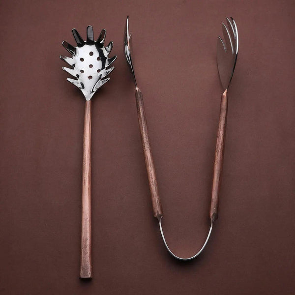 Copper-Finish Stainless Steel Pasta Server Set