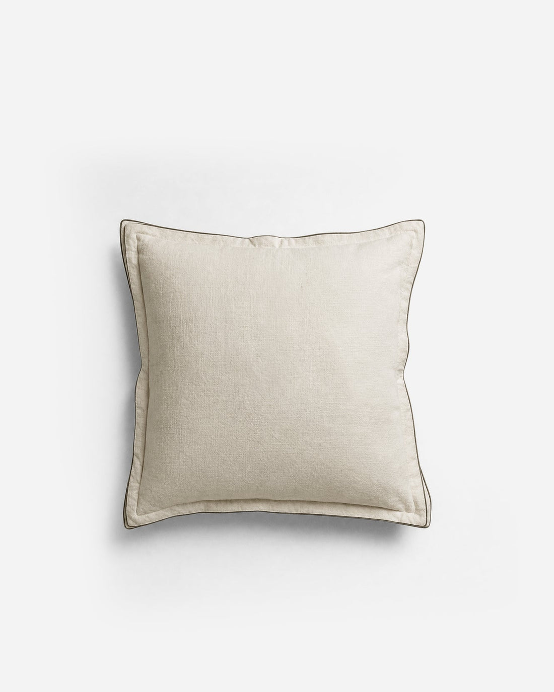 Cotton Throw Pillow with Charcoal Piping