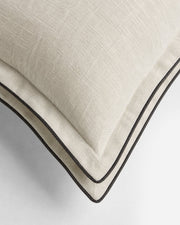 Cotton Throw Pillow with Charcoal Piping