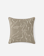 Taupe Embroidered Cotton Throw Pillow, 22 x 22 in