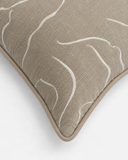 Taupe Embroidered Cotton Throw Pillow, 22 x 22 in