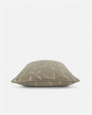Taupe Embroidered Cotton Throw Pillow, 22 x 22 in
