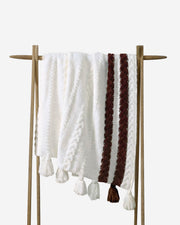 Braided Two-Stripe Tassel Throw