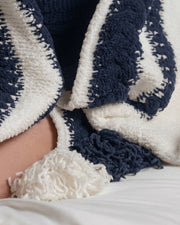 Braided Two-Stripe Tassel Throw