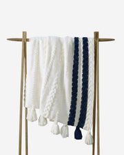Braided Two-Stripe Tassel Throw