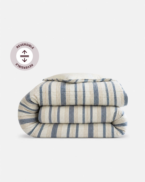 Reversible Striped Cotton Gauze Duvet Cover