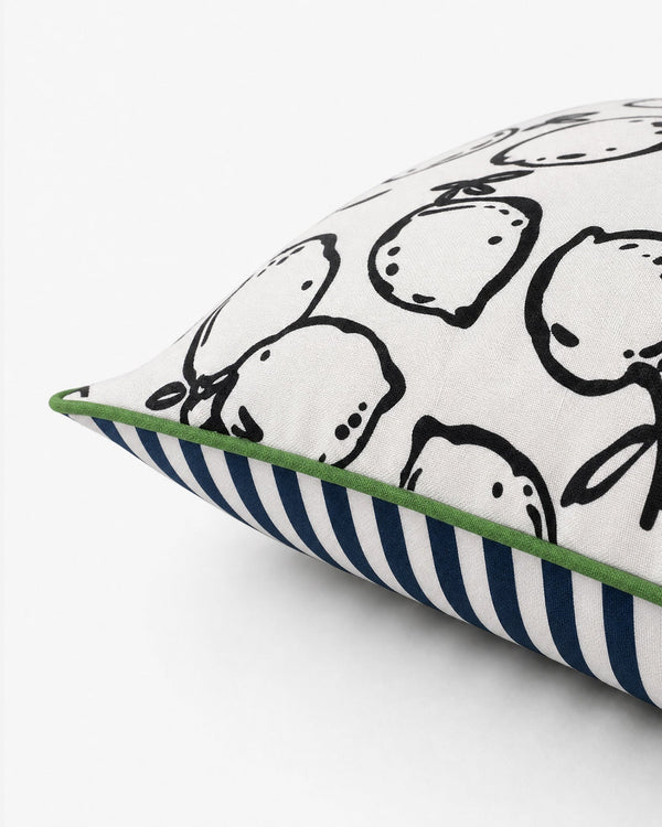 Lemon Print Reversible Outdoor Throw Pillow