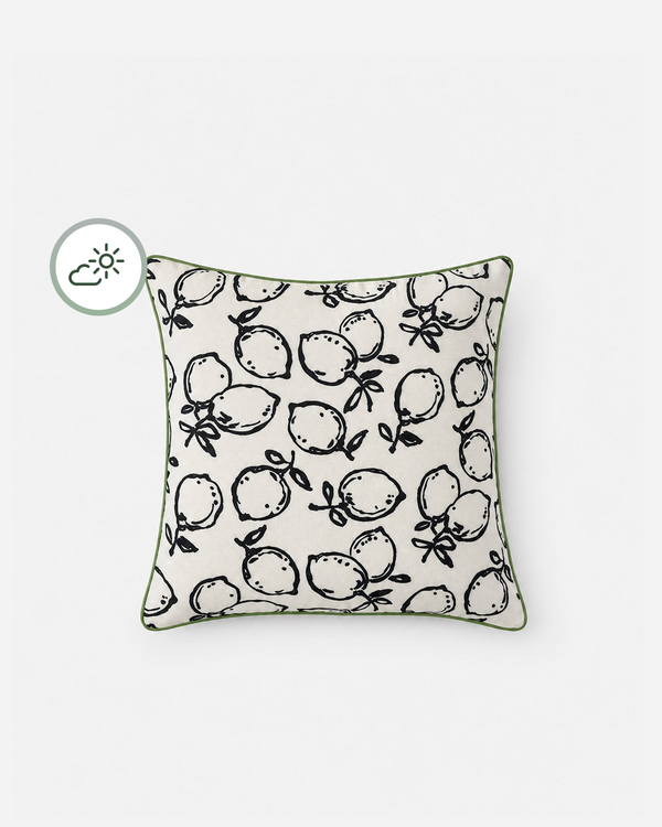 Lemon Print Reversible Outdoor Throw Pillow