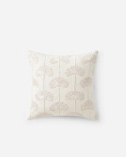 Off-White Palm Leaf Embroidered Cotton Pillow, 22 in