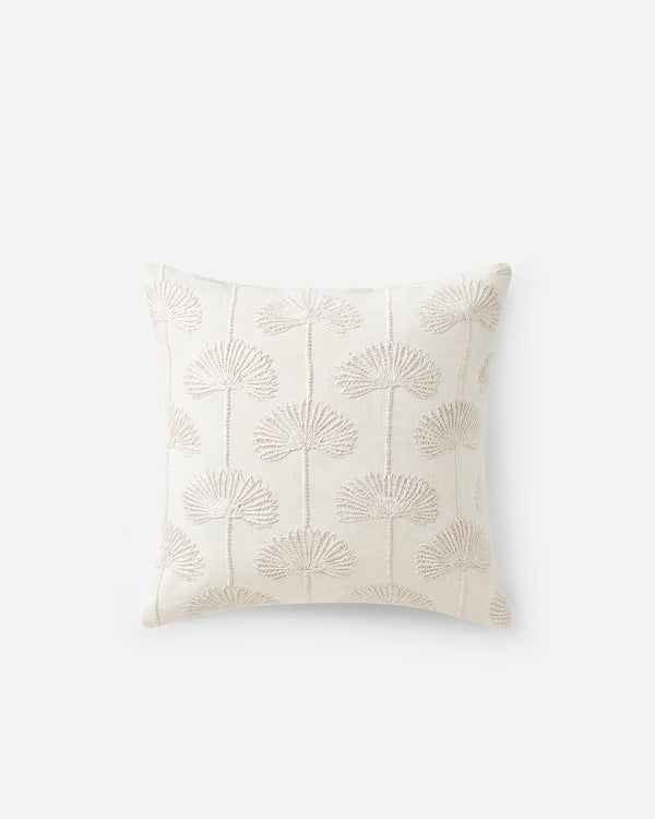 Off-White Palm Leaf Cotton Throw Pillow, 22 x 22 in