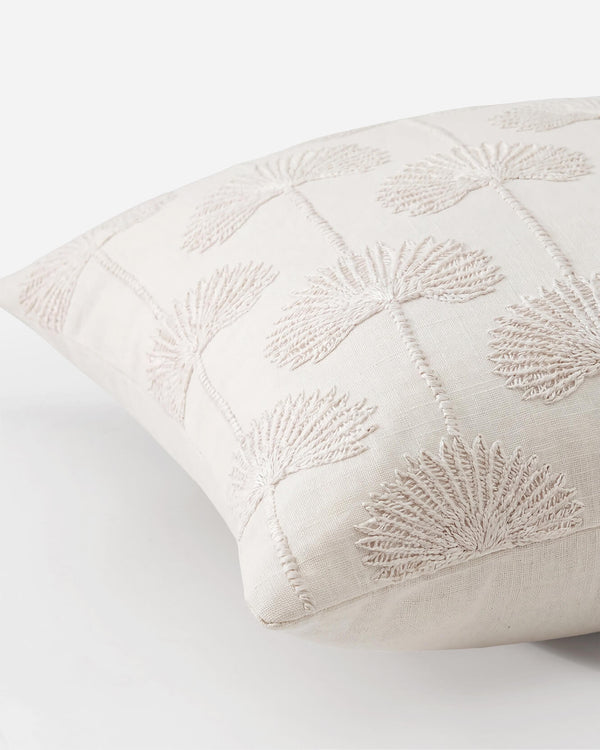 Off-White Palm Leaf Cotton Throw Pillow, 22 x 22 in