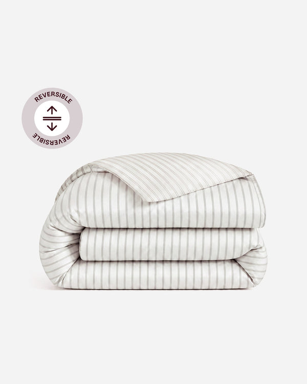 Cloud Gray & Cream Reversible Cotton Sateen Duvet Cover