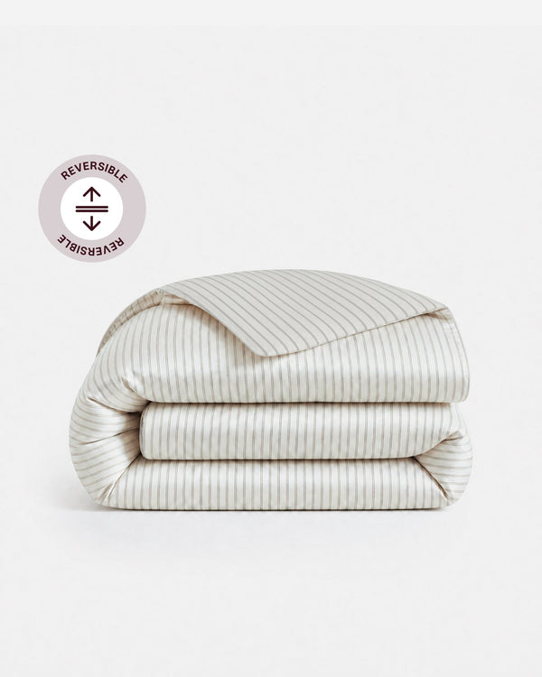 Cloud Gray & Cream Reversible Cotton Sateen Duvet Cover