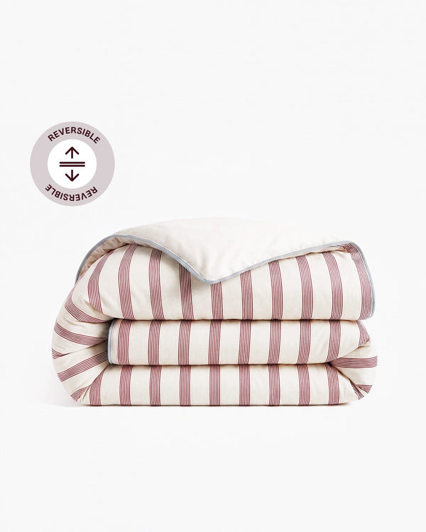 Terracotta Stripe Reversible Cotton Sateen Duvet Cover