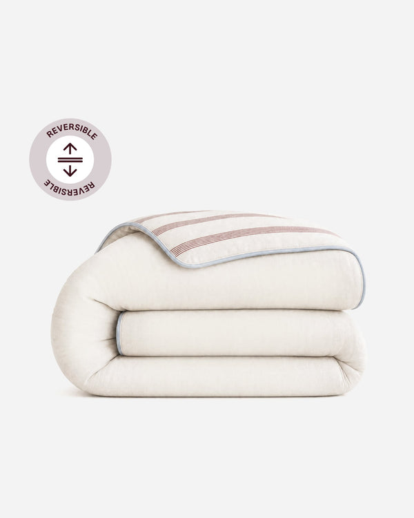 Terracotta Stripe Reversible Cotton Sateen Duvet Cover