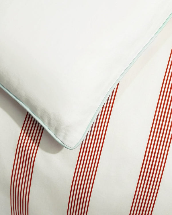 Terracotta Stripe Reversible Cotton Sateen Duvet Cover