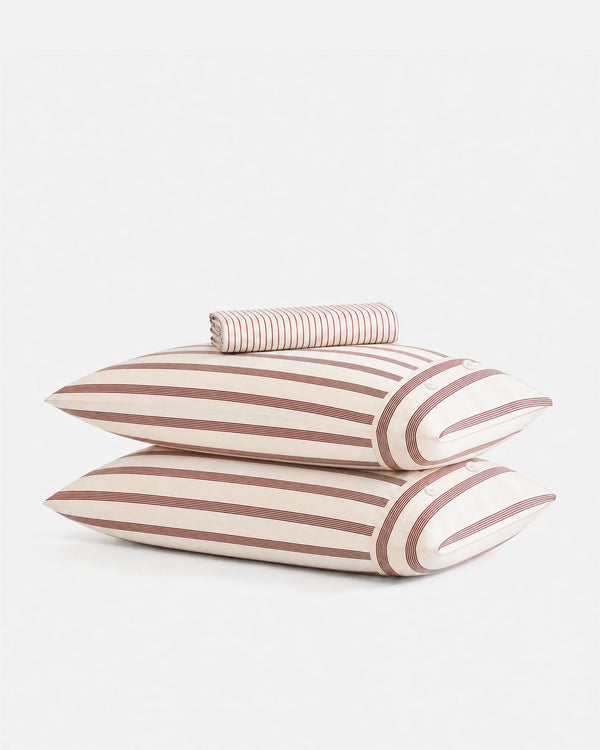Striped Cotton Sateen Fitted Sheet Set